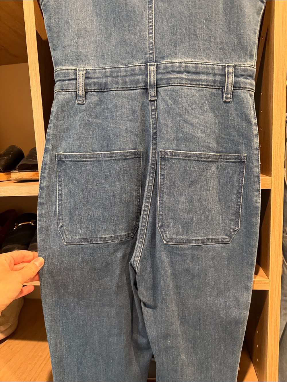 WeWoreWhat Sleeveless Zip-Front Denim Jumpsuit in Medium Blue - Picture 8 of 8